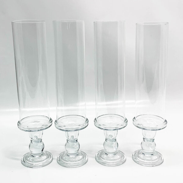 4 x Kerzengläser Glaszylinder, 35,5 cm hoch, durchmesser 7,5 cm, für Kerzen Windlichtglas, für Tischdeko Hochzeit Weihnachten - Gläser für Kerzen Glaszylinder mit Fuß