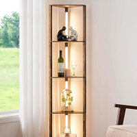 EDISHINE floor lamp with wooden shelf, bookcase with LED...