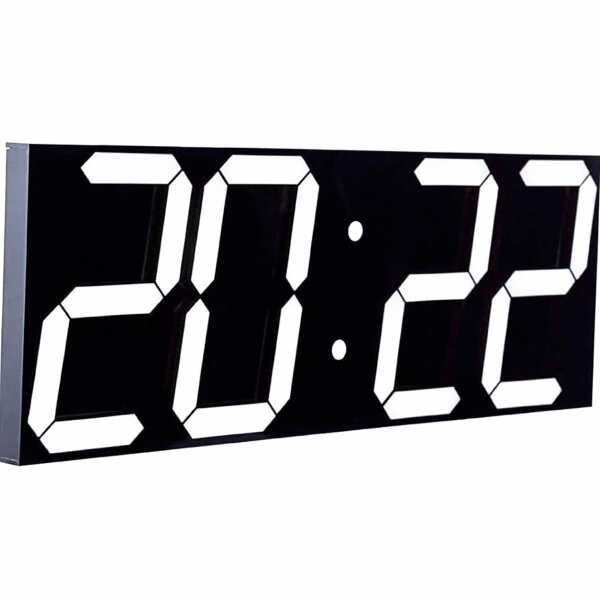 CHKOSDA LED Clock Digital Clock Large Wall Clock with 18 Inch LED Display, Countdown Clock with 8 Adjustable Brightness, Set 16 Alarms, 12/24 Hour Display, Temperature and Calendar Display (White)