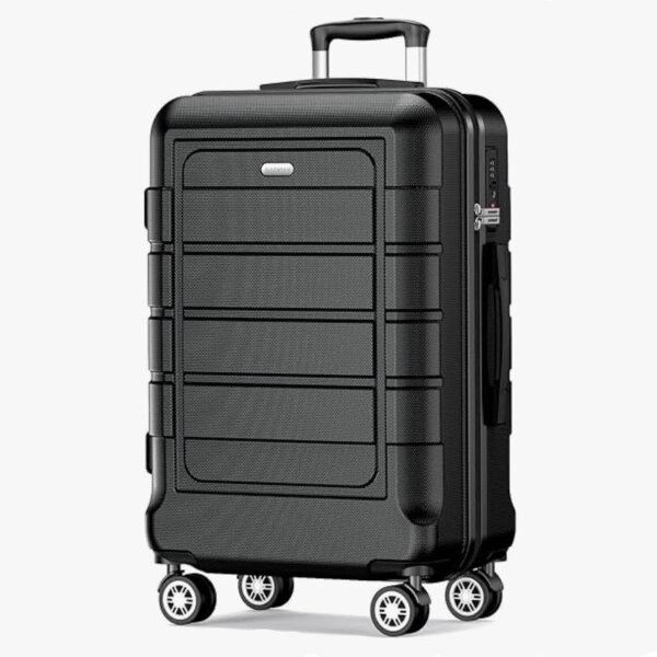 SHOWKOO Suitcase Large Hard Shell Lightweight Travel Suitcase, 76 x 54 x 31.5 kg, PC+ABS Expandable Durable Trolley Hand Luggage Large Capacity with 4 Wheels and TSA Lock, XL Black