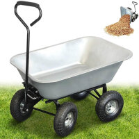 Garten Handwagen 75 L (mit Kratzer) - Anhänger Schubkarren Kippwagen 4 Luftreifen Ø 260 mm - Maximale Belastung 250 KG - Lange Zugstange - 86 x 60,5 cm - Verzinktes Metall