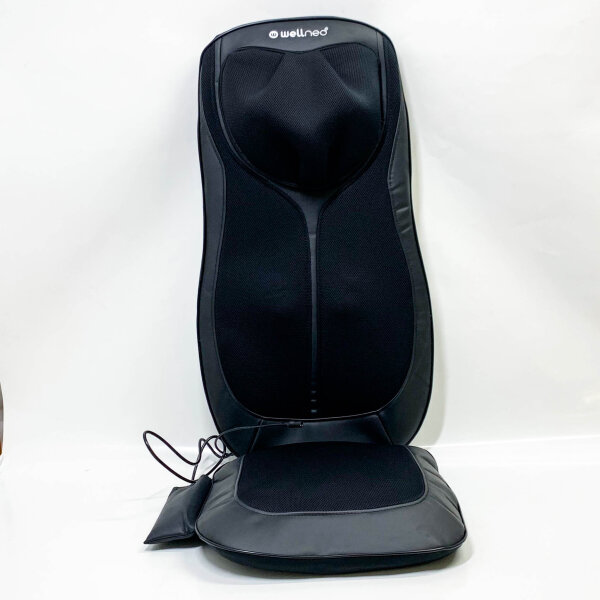 WELLNEO Shiatsu Massagesitzauflage mit Wärmefunktion, Massageauflage für Nacken und Schulter, Massagesessel, Rückenmassaggerät mit Vibrationsfunktion