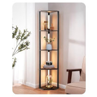 EDISHINE floor lamp with wooden shelf, bookcase with LED...