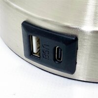 EDISHINE LED Nachttischlampe Touch Dimmbar 2er Set, Tischlampe Modern, Kleine Lampe, mit Ladefunktion, 2 USB Anschlüsse, Steckdose, für Deko Schlafzimmer, Wohnzimmer, Fensterbank, Geschenk, Grau