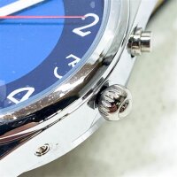 SHMIOU Italienische sprechende Uhr für ältere Menschen, Blinde mit Alzheimer-Patienten, akustische Ankündigung des Datums, schwarzes Lederarmband, XM-IT-220410