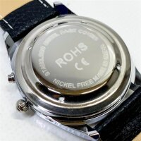 SHMIOU Italienische sprechende Uhr für ältere Menschen, Blinde mit Alzheimer-Patienten, akustische Ankündigung des Datums, schwarzes Lederarmband, XM-IT-220410