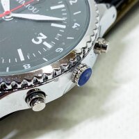 SHMIOU Italian Talking Clock for Blind Elderly People with Visual Impairment. Black leather strap XM-IT-230601