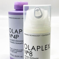 Olaplex Nº4P Blonde Enhancer Tönungsshampoo 250 ml und Olaplex No.8 Bond Intense Feuchtigkeitsmaske, 100 ml