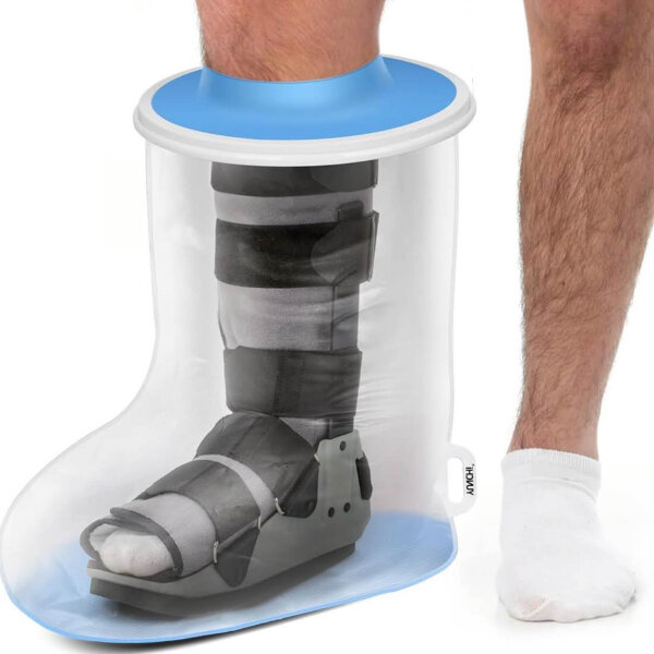 YUNCHI Aufgerüstet Duschschutz Bein Erwachsene Anti Slip XL Gipsschutz Wasserdicht Bein Verbandschutz Wiederverwendbar Duschsack Für Fuß Gips Unterschenkel Gipsbinden (Kurzer Beinprotektor XL)