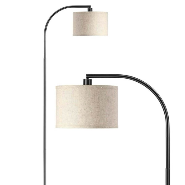 EDISHINE Stehlampe Wohnzimmer (ohne Glühbrine) 161cm Bogenlampe mit Verstellem Beigen Leinen-Lampenschirm & Fußschalter, E27 Fassung, Leselampe Schlafzimmer, Stehleuchte Modern für Kinderzimmer, Schwarz