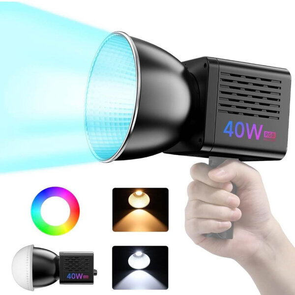 Ulanzi 40WRGB COB 40 W RGB-Videoleuchte, Lampe mit integriertem 3400-mAh-Akku, volle RGB-Farben, 70 Minuten Autonomie, 9100 Lux, Fotostudioleuchte, kontinuierliche LED-Beleuchtung