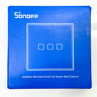 SONOFF T2EU3C-RF Druckknopf 86 Typ Wandplatte Sticky 433MHz Wireless RF-Fernbedienung, Zweiwege-Steuerung, keine Verkabelung erforderlich, Batterie erforderlich (not included), 3 Gang