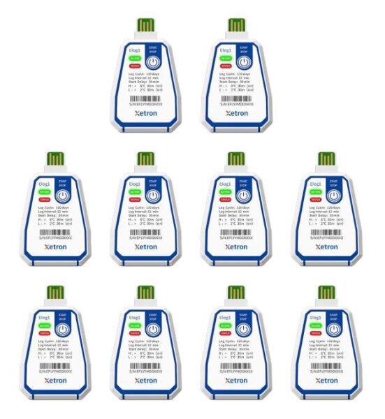 Xetron Pack of 10 Single-use Temperature Loggers 150 Days Disposable Temperature Logger for Refrigerators Transport Monitoring Storage Food Cold Chain Pharma