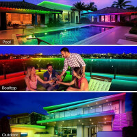 LETIANPAI LED-Lichterkette für den Außenbereich, 18 m, wasserdicht, IP68, mit App und Fernbedienung, Musiksynchronisation, RGB-LED-Lichterkette für den Außenbereich mit selbstklebender Rückseite für