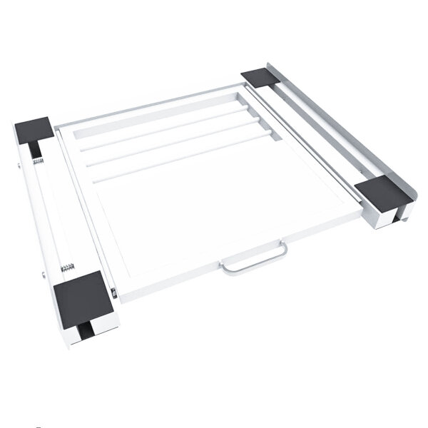 Nisorpa Verbindungsrahmen für Waschmaschine Trockner Universal, 60x55cm, Zwischenbaurahmen mit Ausziehplatte aus Stahlblech, Waschmaschine Trockner Verbindung mit Wäscheständer, inkl Zurrgurt