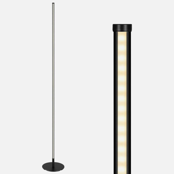 EDISHINE Stehlampe Wohnzimmer, LED Stehlampe Dimmbar, 3000K warmweiße Stehleuchte mit Memory-Funktion, höhenverstellbar 146 cm, moderne Standleuchte für Schlafzimmer und Büro, Schwarz, DHLFL02L