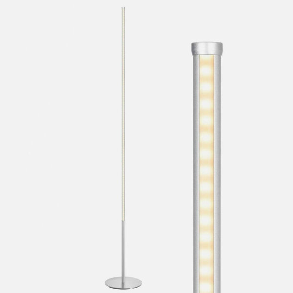 EDISHINE Stehlampe Wohnzimmer, LED Stehlampe Dimmbar, 3000K warmweiße Stehleuchte mit Memory-Funktion, höhenverstellbar 146 cm, moderne Standleuchte für Schlafzimmer und Büro, Silber, DHLFL02J