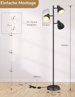 EDISHINE Stehlampe Wohnzimmer 163cm, 3-flammige...