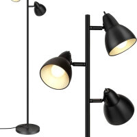 EDISHINE Stehlampe Wohnzimmer 163cm, 3-flammige Standleuchte Schwarz, mit E27 LED-Glühbirne, Schwenkbare Stehleuchte Vintage, Leselampe mit Individuellen Schalter für Modern Deko Schlafzimmer, Büro, DHLFL03E1