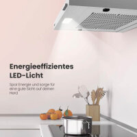 COMFEE CHU 3.6F17BS 60cm Unterbauhauben Dunstabzugshaube Unterbau mit Edelstahl, abnehmbarem Aluminiumfilter, 200m³/h Luftstrom, 2 Stufen, 1 LED-Licht, Inox, Edelstahl Silber