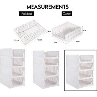 Paide P Stackable Closet Organizer Pack of 4 Clothes Storage Boxes. Folding plastic drawers. Organizer boxes save space. (S-43x33x14)