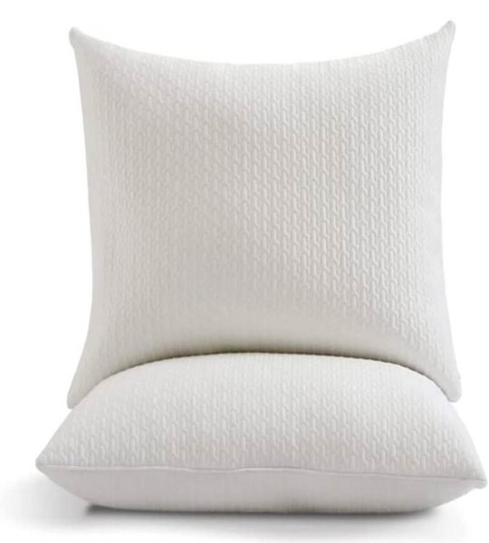 JZS Pillow 80x80 Pack of 2 Luxury Hotel Quality for Sleeping Luxury, Hypoallergenic, Anti-Mite, Breathable, Premium Plush Fiber, Filled with Down, Alternative Standard Size 80x80cm