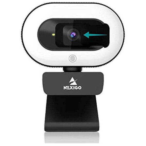 NexiGo StreamCam N930E, 1080P Webcam with Ring Light and Privacy Screen, Auto Focus, Plug and Play, Web Camera for Online Learning, Zoom Meetings, Skype Teams, PC, Mac, Laptop, Desktop Computer