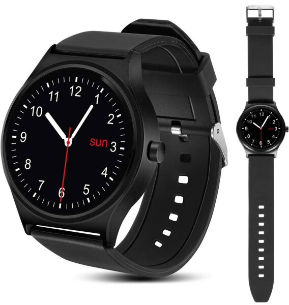 NanoRS RS100 Smartwatch Fitnesstracker Herzfrequenz Bluetooth Pulsuhr Armbanduhr Schrittzähler Blutdruck Touchscreen Schwarz