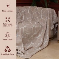 Swave Sofaüberwurf mit Fransen 290 x 190 cm luxuriös 100 % Baumwolle beige XXL Mehrzweckdecke Bettdecke Sofabezug