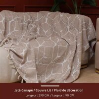 Swave Sofaüberwurf mit Fransen 290 x 190 cm luxuriös 100 % Baumwolle beige XXL Mehrzweckdecke Bettdecke Sofabezug