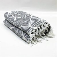 Swave Sofaüberwurf mit Fransen, große Tagesdecke 290 x 190 cm, Mehrzweckdecke, luxuriös, Bettdecke, XXL, Sofabezug, 100 % Baumwolle (Weiss/Grau)