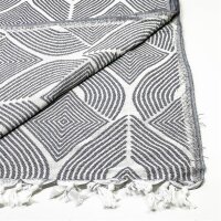 Swave Sofaüberwurf mit Fransen, große Tagesdecke 290 x 190 cm, Mehrzweckdecke, luxuriös, Bettdecke, XXL, Sofabezug, 100 % Baumwolle (Weiss/Grau)