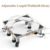 DEWEL Waschmaschinen Untergestell mit 4 Räder+4 Füße Podest für Waschmaschine Trockner Kühlschrank Bärenlast 300kg Einen Stabileren Waschmaschinen Sockel Verstellbare Breite 48-65cm,Höhe 14-17cm