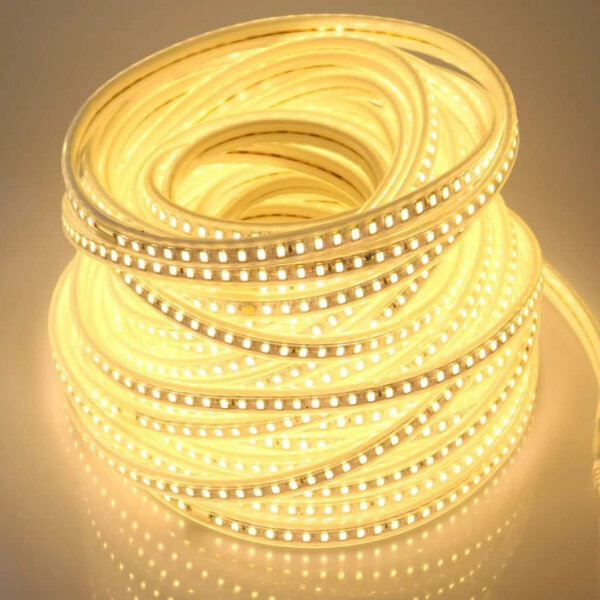 pcning 25 meter LED strip 230V SMD 5730 120 leds/m tape with EU plug, 25M 3000K warm white LED strip (warm white, 25.00)