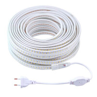 pcning 25 meter LED strip 230V SMD 5730 120 leds/m tape with EU plug, 25M 3000K warm white LED strip (warm white, 25.00)