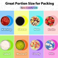 Lebensmittelbehälter 4 x 70 ml Edelstahl Bento-Boxen mit Silikondeckel für Gewürze Salat Soße wiederverwendbare Mini-Lunchbox