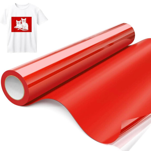 Hisiu HTV-6 Heat Transfer Vinyl, Red Film, 12 inch x 8 ft