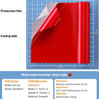 Hisiu HTV-6 Heat Transfer Vinyl, Red Film, 12 inch x 8 ft