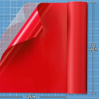 Hisiu HTV-13 Heat Transfer Vinyl, Red Film, 12 inch x 25 ft