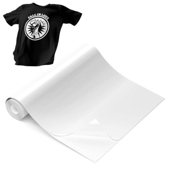 Hisiu HTV-8 Heat Transfer Vinyl, White Film, 12 inch x 10 ft