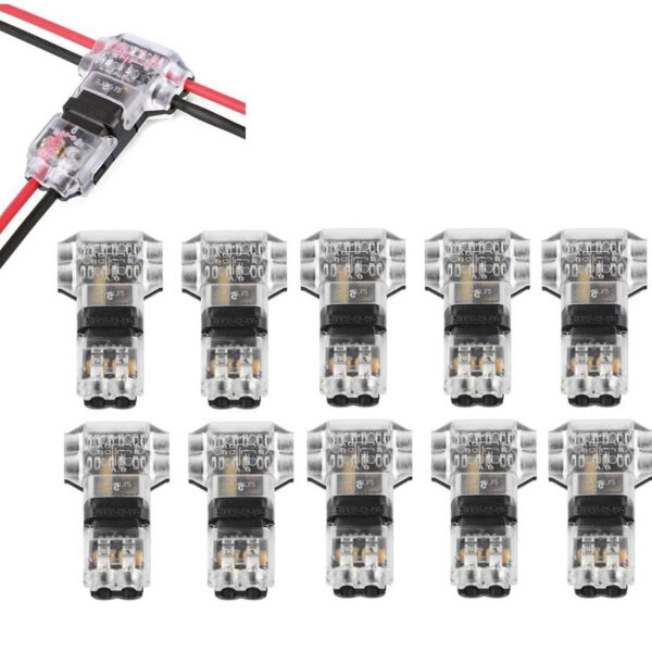 Wire Connectors, Low Voltage Electronic T Tap Connectors 2 Pin Solderless Rock Solid Connectors with No Wire (T1 Connector)