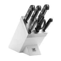 ZWILLING Gourmet Selbstschärfender Messerblock, 7-teilig, Messer und Schere aus rostfreiem Spezialstahl/Kunststoff-Griff, Weiß [Made in Germany], Weiss