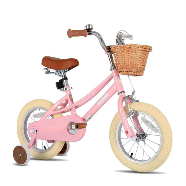 JOYSTAR 14 inch childrens bike for toddlers 3-5 years girls, girls bike with training wheels & basket, childrens bike pink