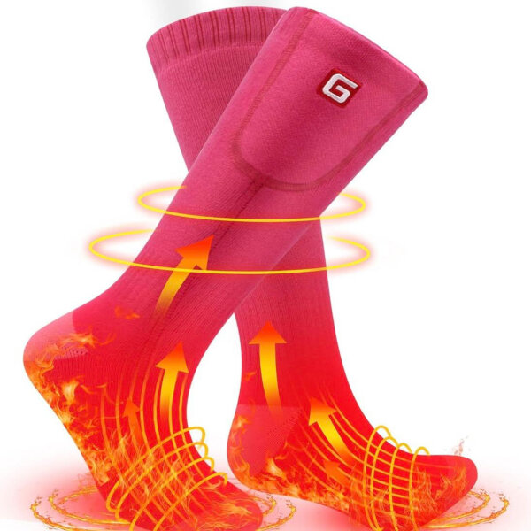 Svpro Wiederaufladbare Elektrische Heizsocken Batteriebetriebene Bequeme Thermosocken, Kälteschutz Thermische Socken Sport Outdoor Camping Wandern Warme Winter Socken Für Männer Frauen (Rosa)