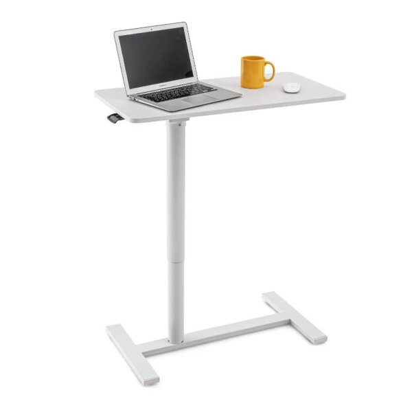 Tatkraft Relax Airlift Pneumatic sit-stand laptop table with wheels, height adjustable 74-115 cm Effortless gas lift control, large table top Suitable for up to 19” laptops with mouse, robust and stylish