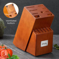 D.Perlla knife block | Knife set | (1 knife is missing, so 15 pieces.) Knife with wooden handle | Stainless steel chefs knife set with wooden block | Professional kitchen knife with sharpening steel