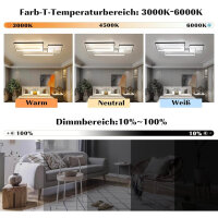 LED Ceiling Light Dimmable, Modern Living Room Lamp with Remote Control, Dimming Ceiling Lamp Light Color Brightness Color Changing Geometric Ceiling Lighting for Living Room Bedroom (2 Rectangles 105 cm)