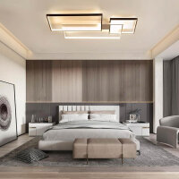 LED Ceiling Light Dimmable, Modern Living Room Lamp with Remote Control, Dimming Ceiling Lamp Light Color Brightness Color Changing Geometric Ceiling Lighting for Living Room Bedroom (2 Rectangles 105 cm)