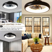 Sky angle LED ceiling fan with lighting, quiet dimmable ceiling light with fan lamp ceiling, quiet ceiling fans with light and timer remote control (matte black, diameter 50 cm x 14 cm)