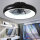 Sky angle LED ceiling fan with lighting, quiet dimmable ceiling light with fan lamp ceiling, quiet ceiling fans with light and timer remote control (matte black, diameter 50 cm x 14 cm)